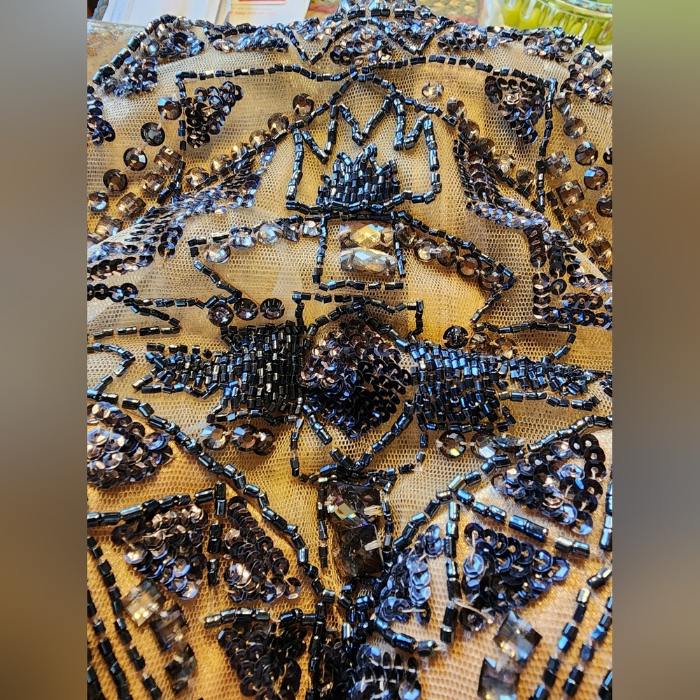Sherri Hill Nude and Black Beaded Halter Prom Dress - Picture 6 of 16